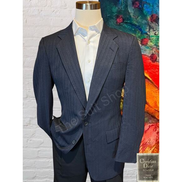Dior Other - Vintage Christian Dior 41L Blue MultiStripe Blazer Sport Suit Jacket Virgin Wool